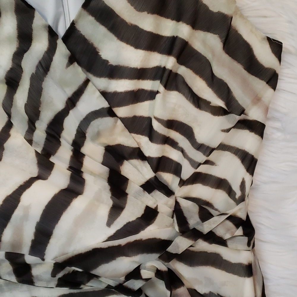Lauren Ralph Lauren Dress Womens 10 Wrap Animal Print Brown LRL Midi V Neck Belt - Picture 10 of 12